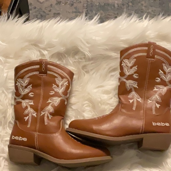 bebe Other - Bebe Tan Boots with Cream Embroidery